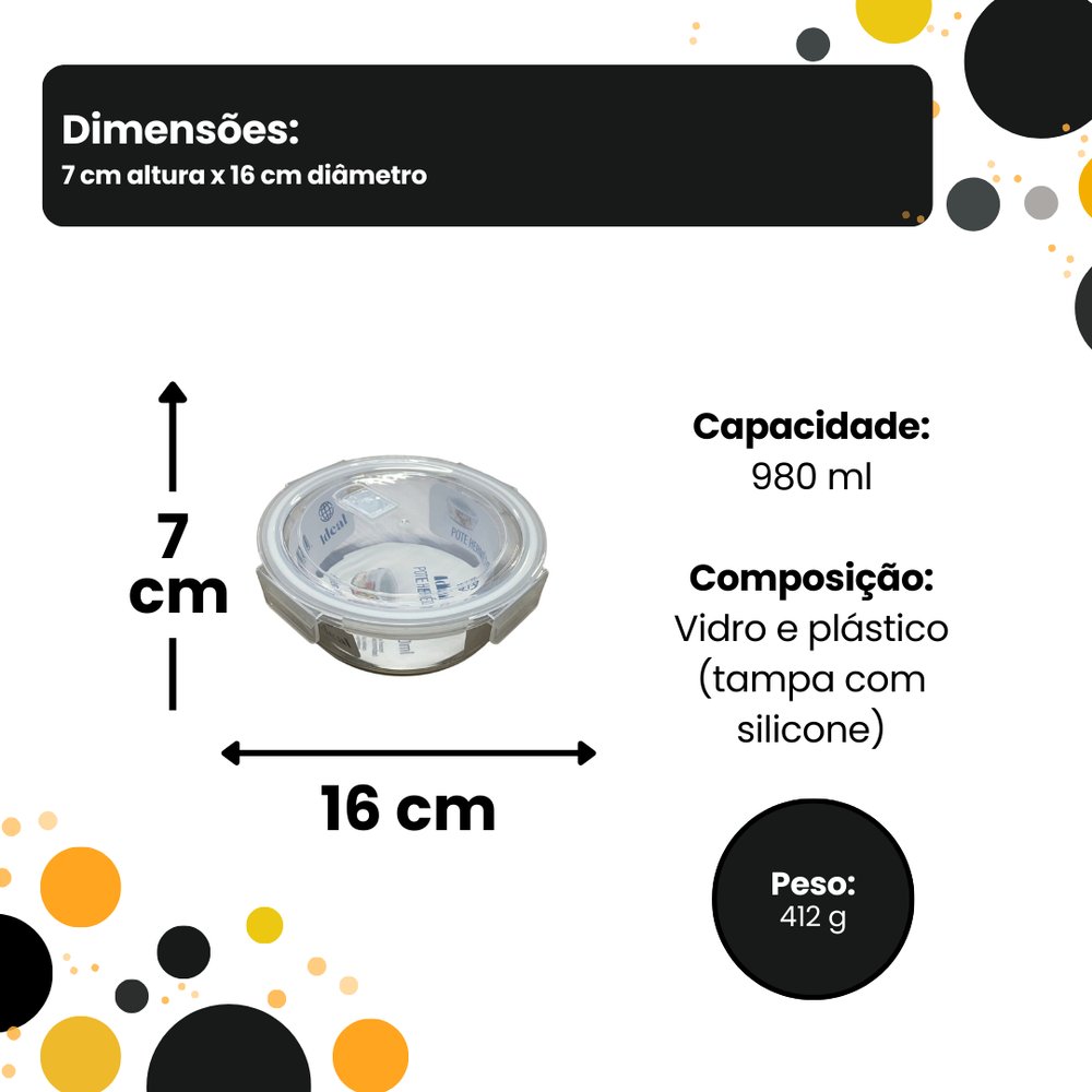 Pote Hermético de Vidro 650 ml - Imagem 4