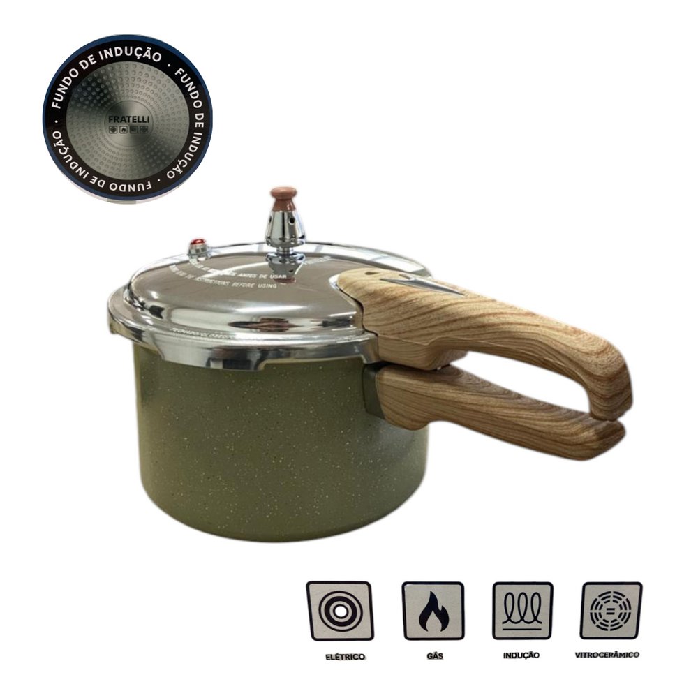 Panela de Pressão Max Chef Wood Indução 4,2L - Verde Acinzentado - Imagem 3