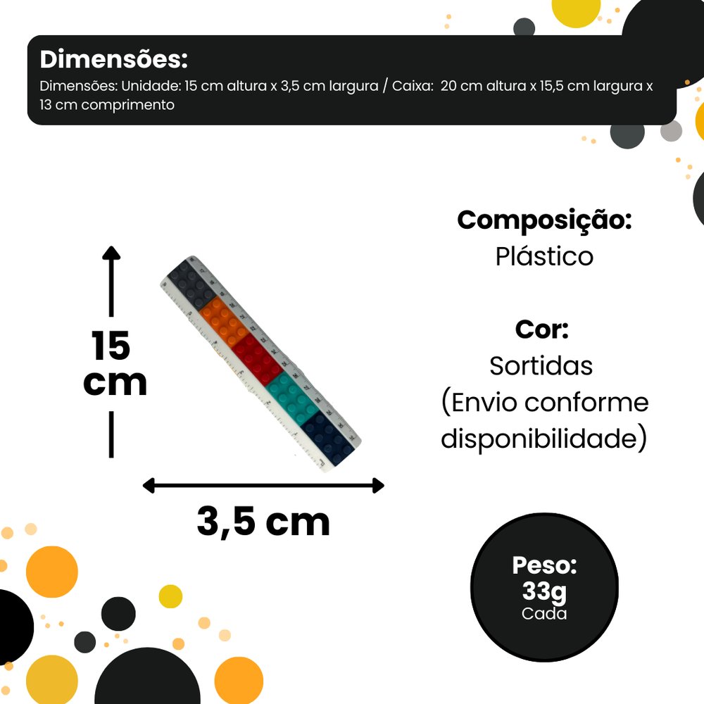 Kit 12 unidades Régua Blocos coloridos para encaixe - Sortido - Imagem 4