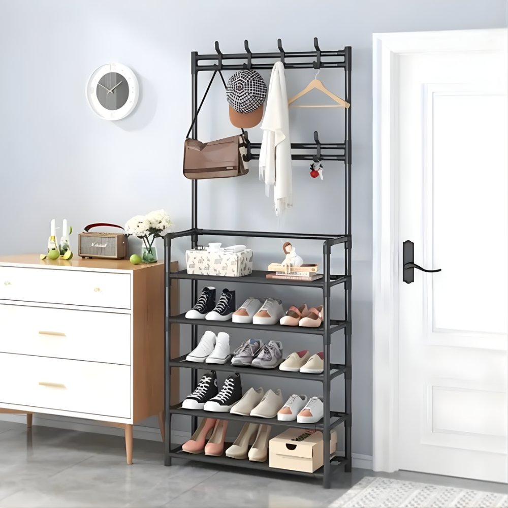 Prateleira Organizadora 5 Níveis para Calçados e Roupas - Preta