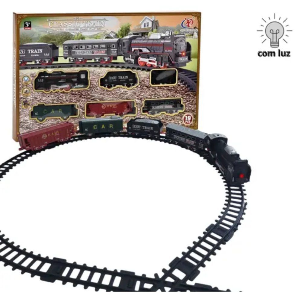 Trem Locomotivo Infantil Com Luz Trilhos E Vagões - Imagem 2