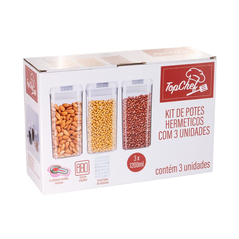 Kit 3 Potes Herméticos Multiuso 1200ML - Imagem 4