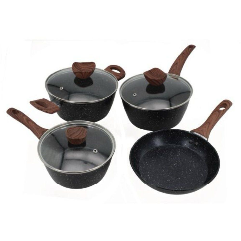 Conjunto Panelas Antiaderente com Tampa de Vidro 04 peças - Preto