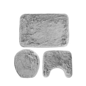 Jogo 3 Peças Tapete para Banheiro Veludo