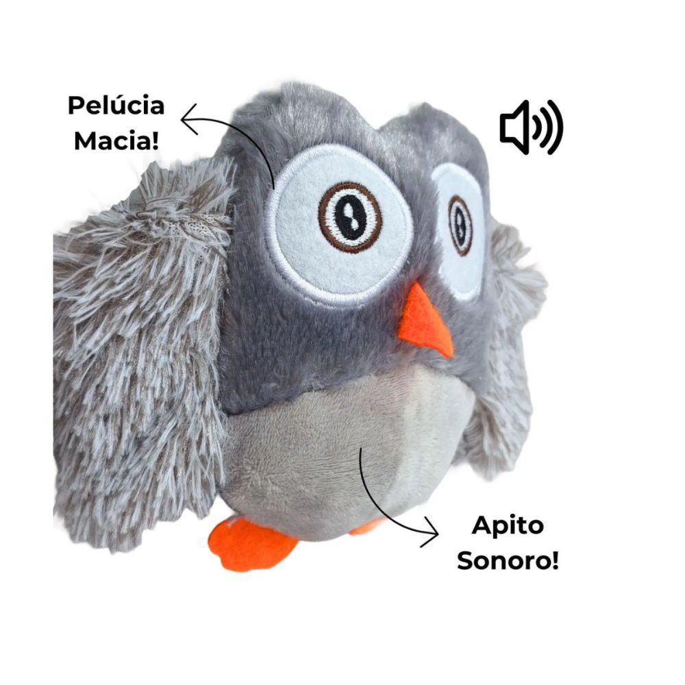 Mordedor Coruja Cinza de Pelúcia para Pets - Imagem 2