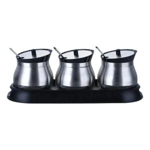 Conjunto 3 Unidades Porta Condimentos de Vidro 250ml - Inox