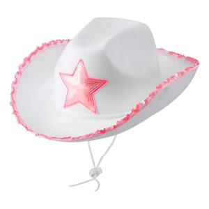 Chapéu Country Branco Estrela Festa Cowgirl Fantasia