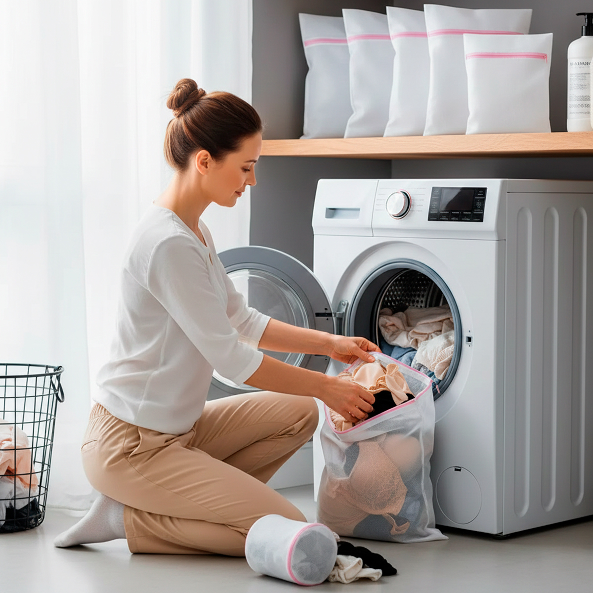 5 Sacos Protetores Poliéster Lavagem Reutilizáveis - Imagem 4