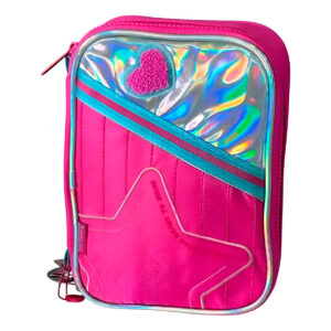 Estojo Estilo Box Holográfico Escolar Juvenil Organização Modelo:Rosa