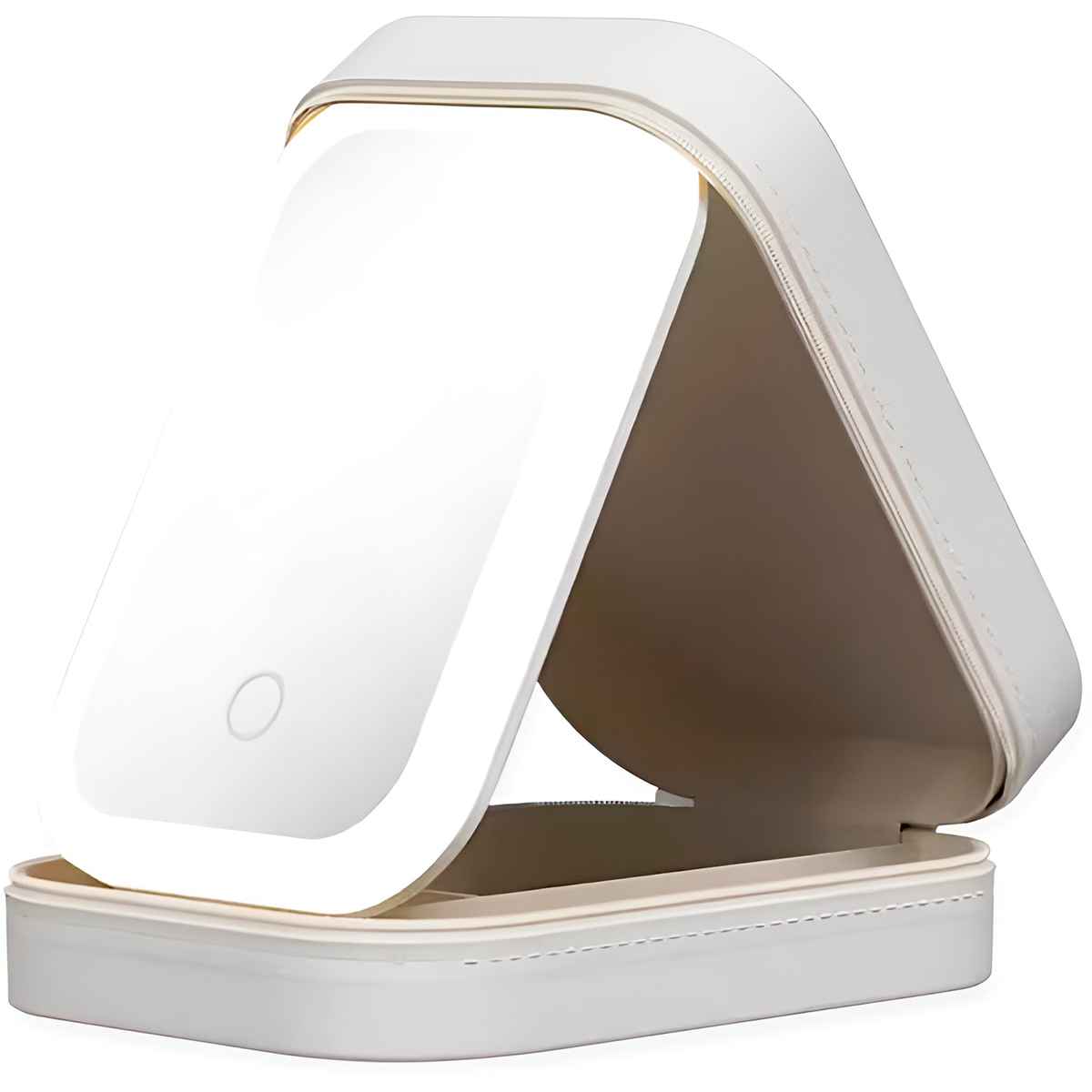 Caixa Estojo Branco Espelho LED Portátil Recarregável - Imagem 3