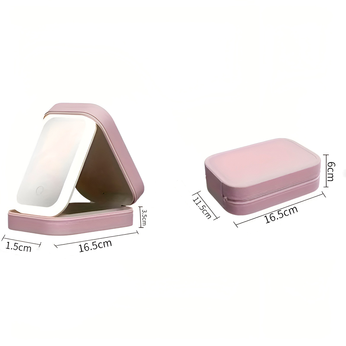 Caixa Estojo Branco Espelho LED Portátil Recarregável - Imagem 4