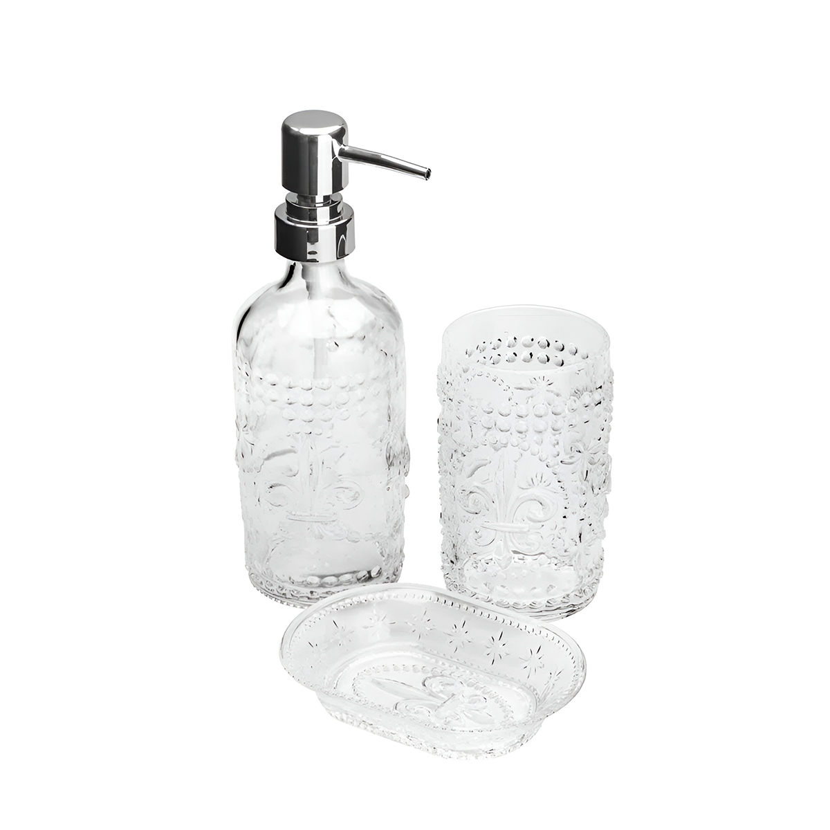 Conjunto Kit 3 Peças Banheiro Lavabo Vidro Transparente
