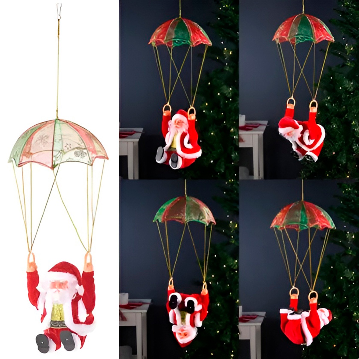 Papai Noel Paraquedista Decoração Natalina Ornamento - Imagem 4