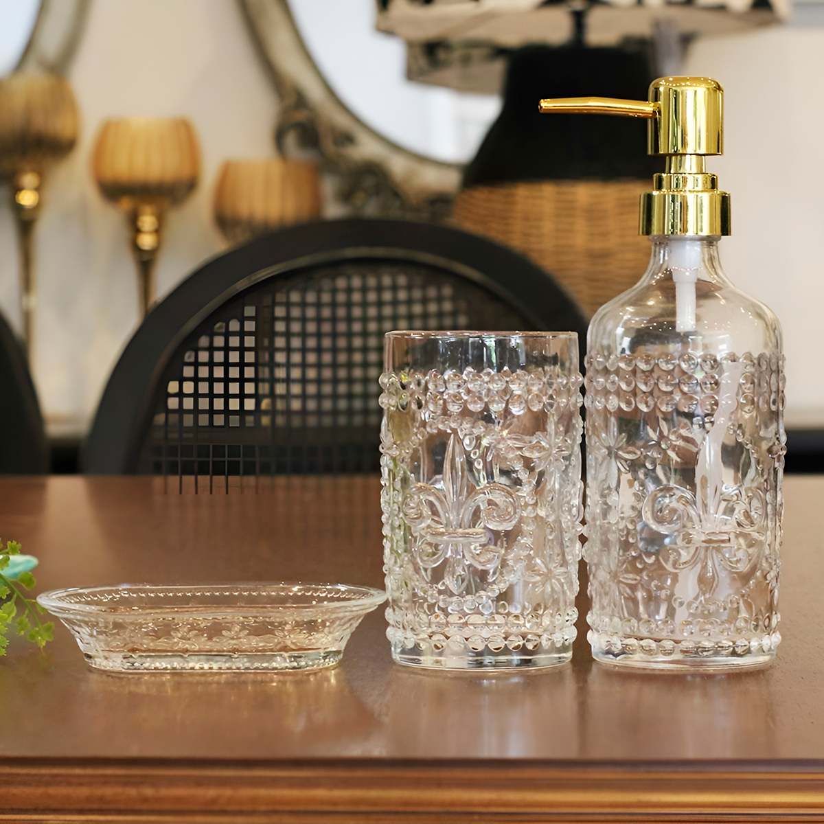 Conjunto Kit 3 Peças Banheiro Lavabo Vidro Transparente - Imagem 3