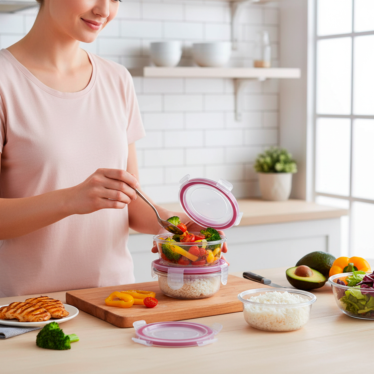 Conjunto 3 Potes Redondos Herméticos Vidro Mantimentos - Imagem 4