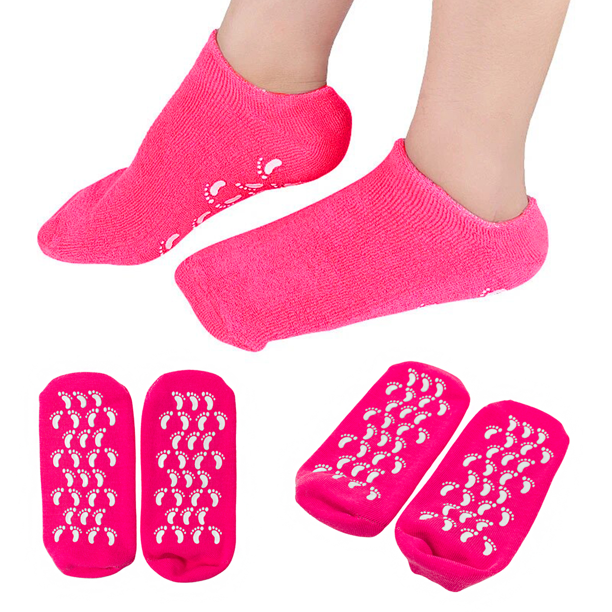 Par Meias Hidratante Gel Silicone Tratamento Suave Macia Reutilizável Cor:Cinza