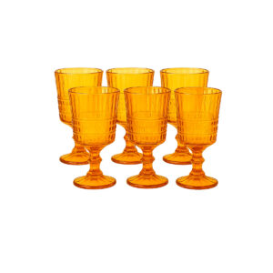 Conjunto 6 Taças de Vinho Vidro Listrado Âmbar Bebida