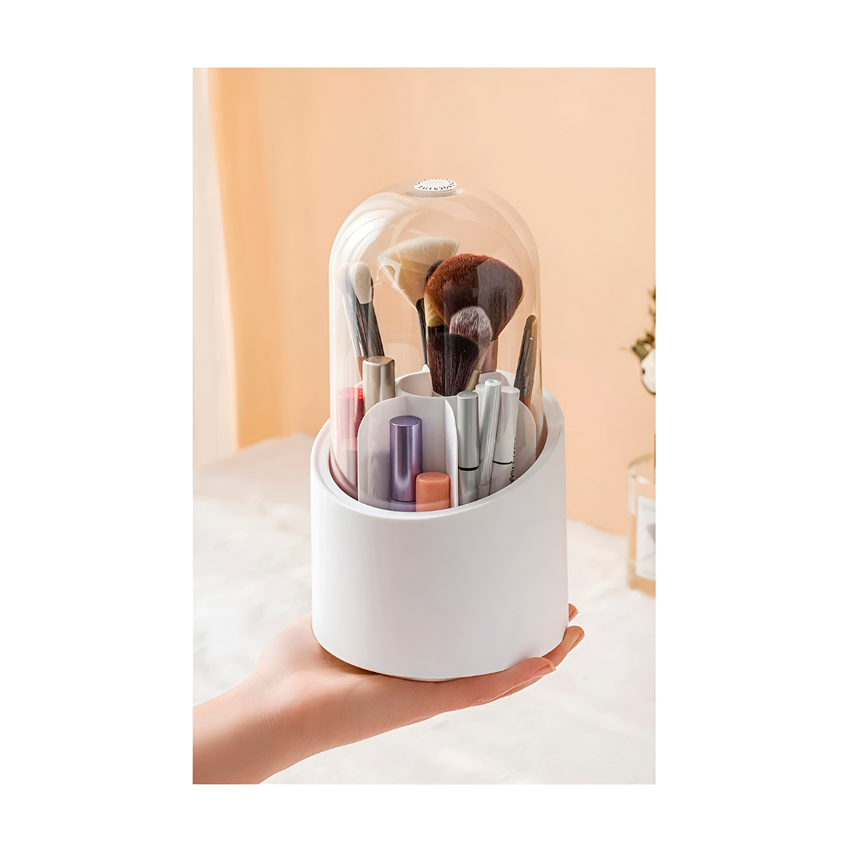 Organizador Pincéis Giratório 360° Branco Pés Antiderrapantes - Imagem 2