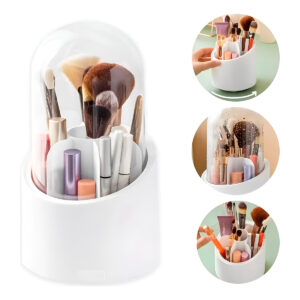 Organizador Pincéis Giratório 360° Branco Pés Antiderrapantes