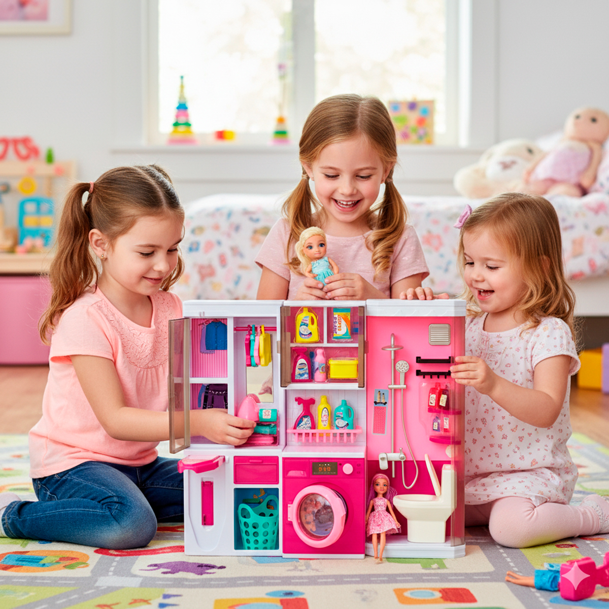 Brinquedo Lavanderia Casinha Boneca Luz Som Interativo - Imagem 6