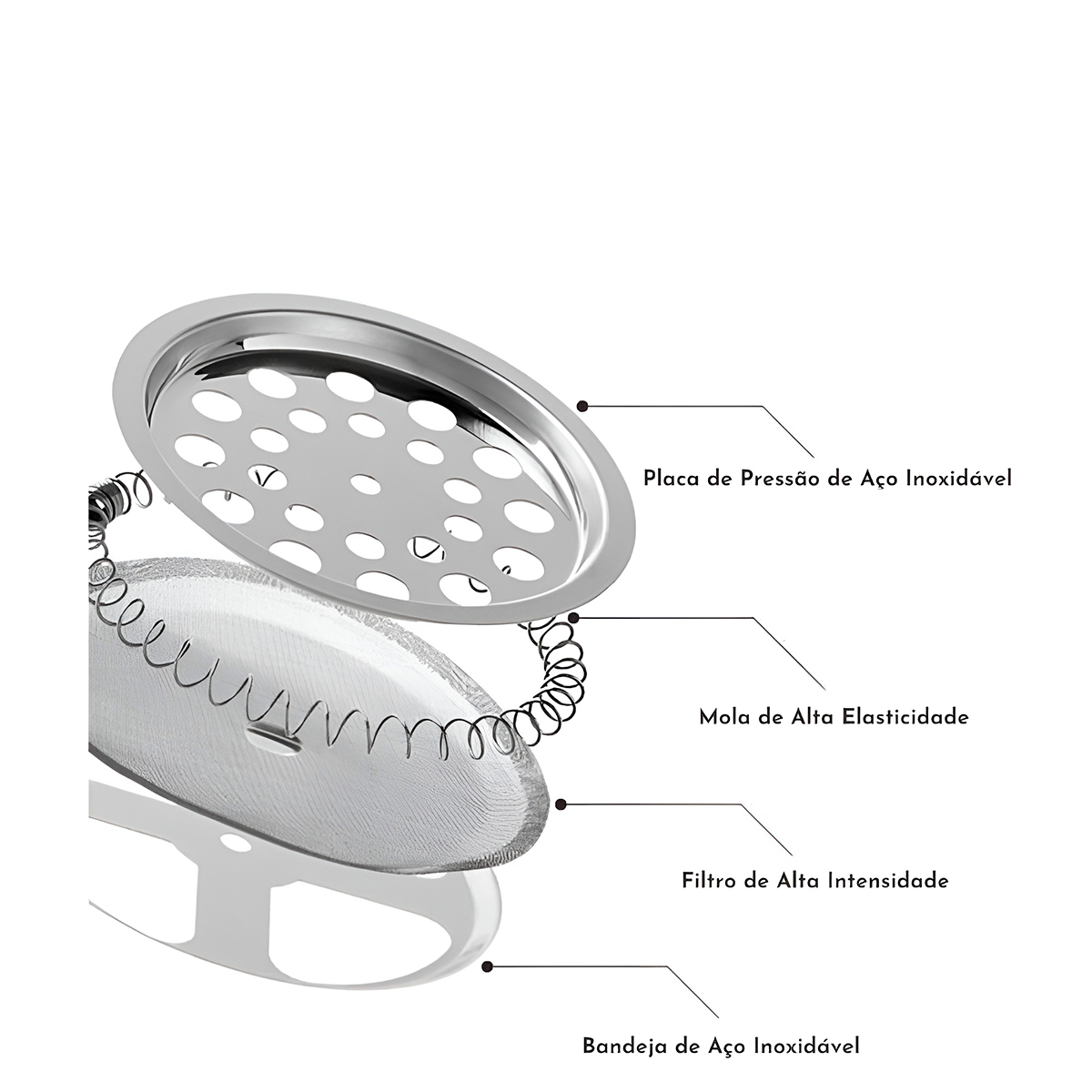 Cafeteira Prensa Francesa Chá Café 350ml Aço Inox Vidro - Imagem 3