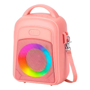 Caixa Som Mochila com Alça Portátil Bluetooth USB Rádio Cor:Rosa