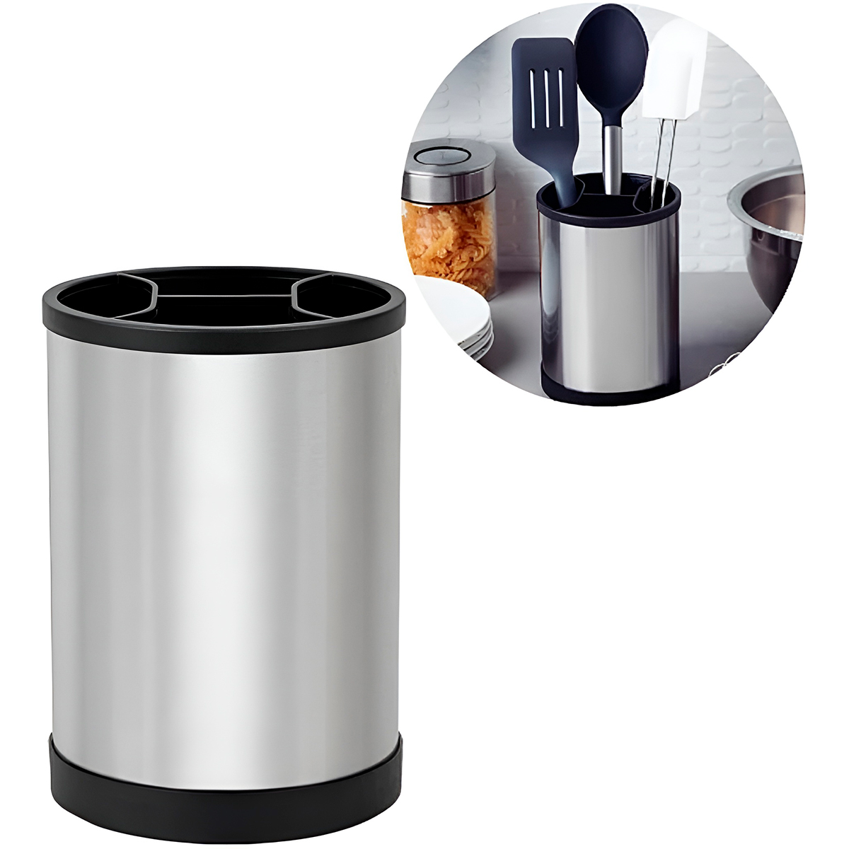 Porta Utensílio Giratório Aço Inox Escorredor Multiuso - Imagem 3