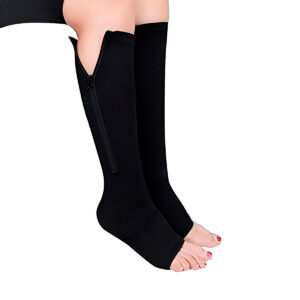 Par de Meia 3/4 Compressão Esportiva Panturrilha Ponteira Aberta Preto Tamanho:L/XL