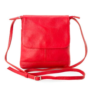 Bolsa de Couro Legítimo Transversal Tiracolo Modelo Jô Modelo:Vermelho