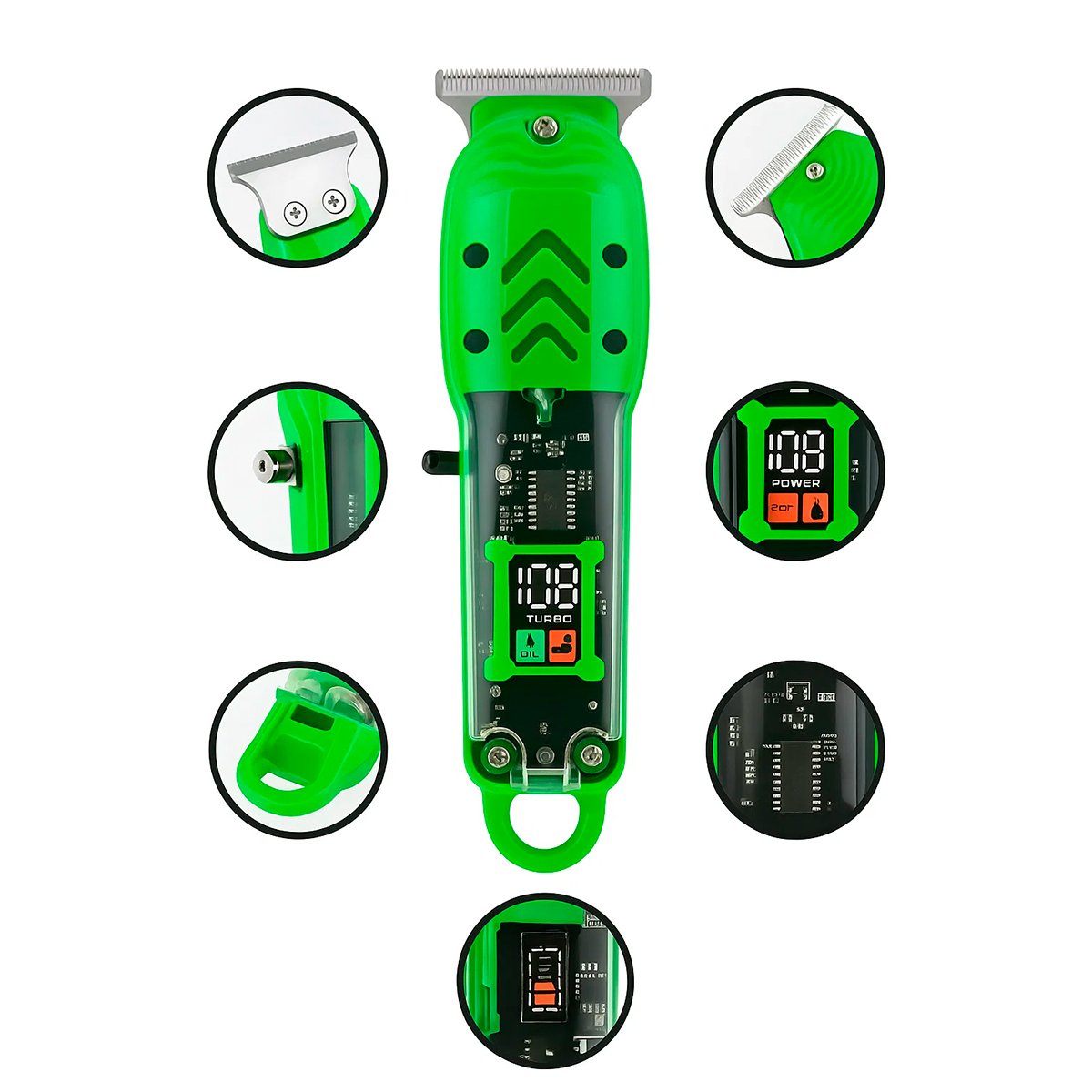 Máquina de Cortar Cabelo Profissional Acabamento Aparador Verde - Imagem 2