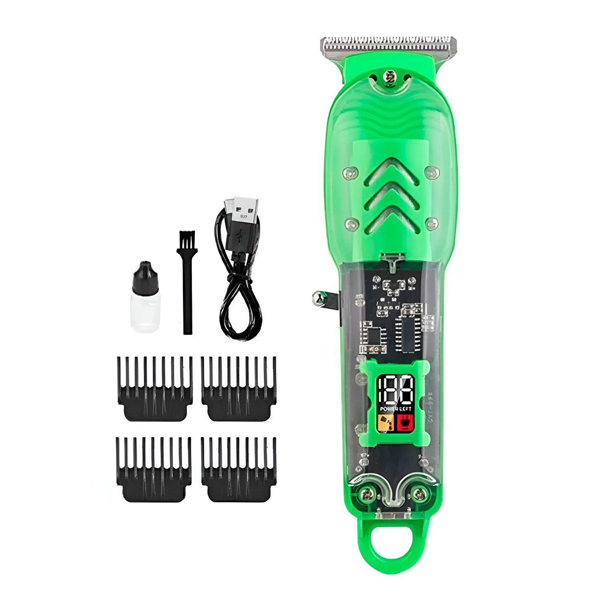 Máquina de Cortar Cabelo Profissional Acabamento Aparador Verde