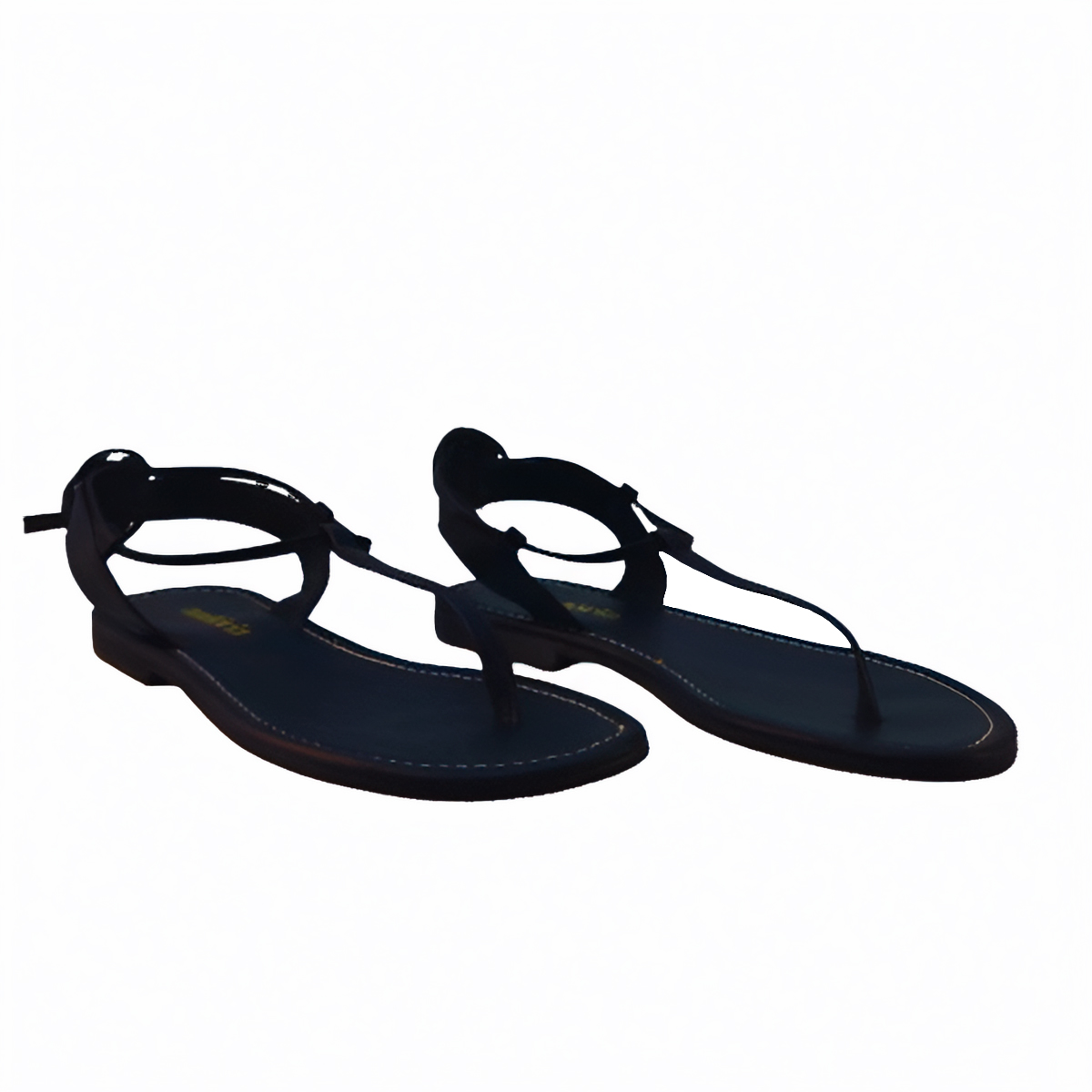 Sandália Rasteira de Couro Helena Tiras Confortável Preto Tamanho:36