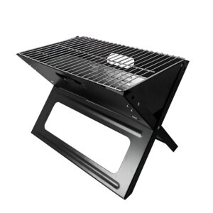 Churrasqueira Inox Dobrável Portátil Preta Carvão Grill