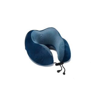 Almofada Travesseiro Pescoço Viagem Fecho Ajustável Cor:Azul