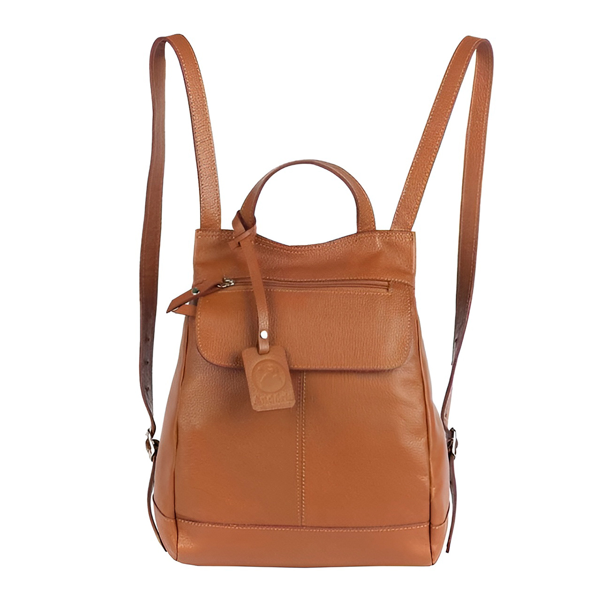 Mochila de Couro Legítimo Modelo Maluzinha Elegante Modelo:Caramelo