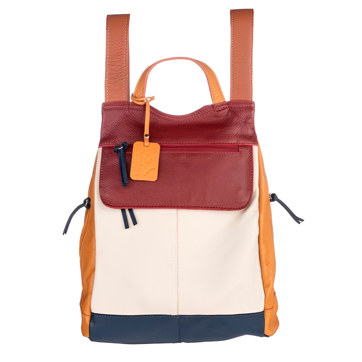 Mochila de Couro Legítimo Modelo Malu Resistente Confortável Modelo:Colorida