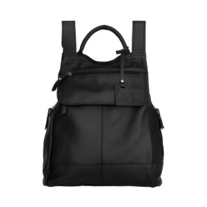 Mochila de Couro Legítimo Modelo Malu Resistente Confortável Modelo:Preto