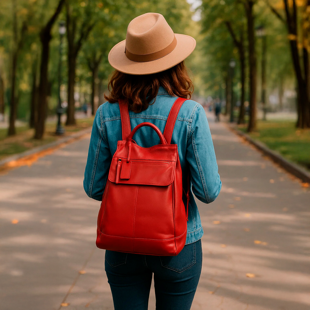 Mochila de Couro Legítimo Modelo Malu Resistente Confortável Modelo:Verde Musgo - Imagem 5