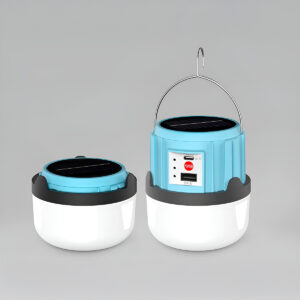 Lanterna Recarregável Estilo Lampião USB Solar Iluminação Cor:Azul