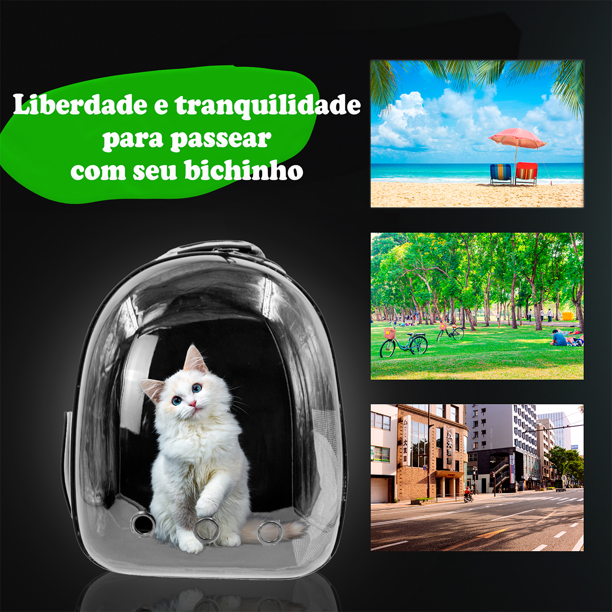 Mochila Pet Visão Panorâmica Gato Cachorro Cão Passeios Astronauta Cor:Azul - Imagem 4