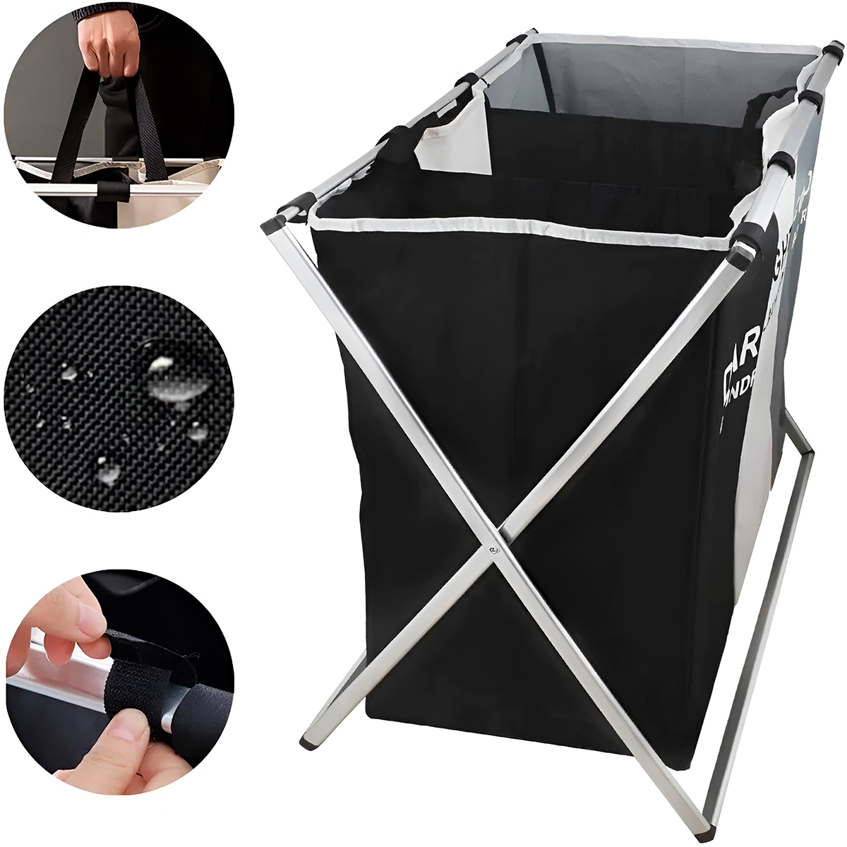 Cesto de Roupa Triplo Organizador Armazenamento 3 Seções - Imagem 3