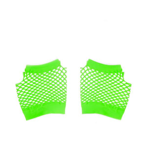 Luva Arrastão Curta sem Dedos Colorida Fantasia Festa Cor:Verde