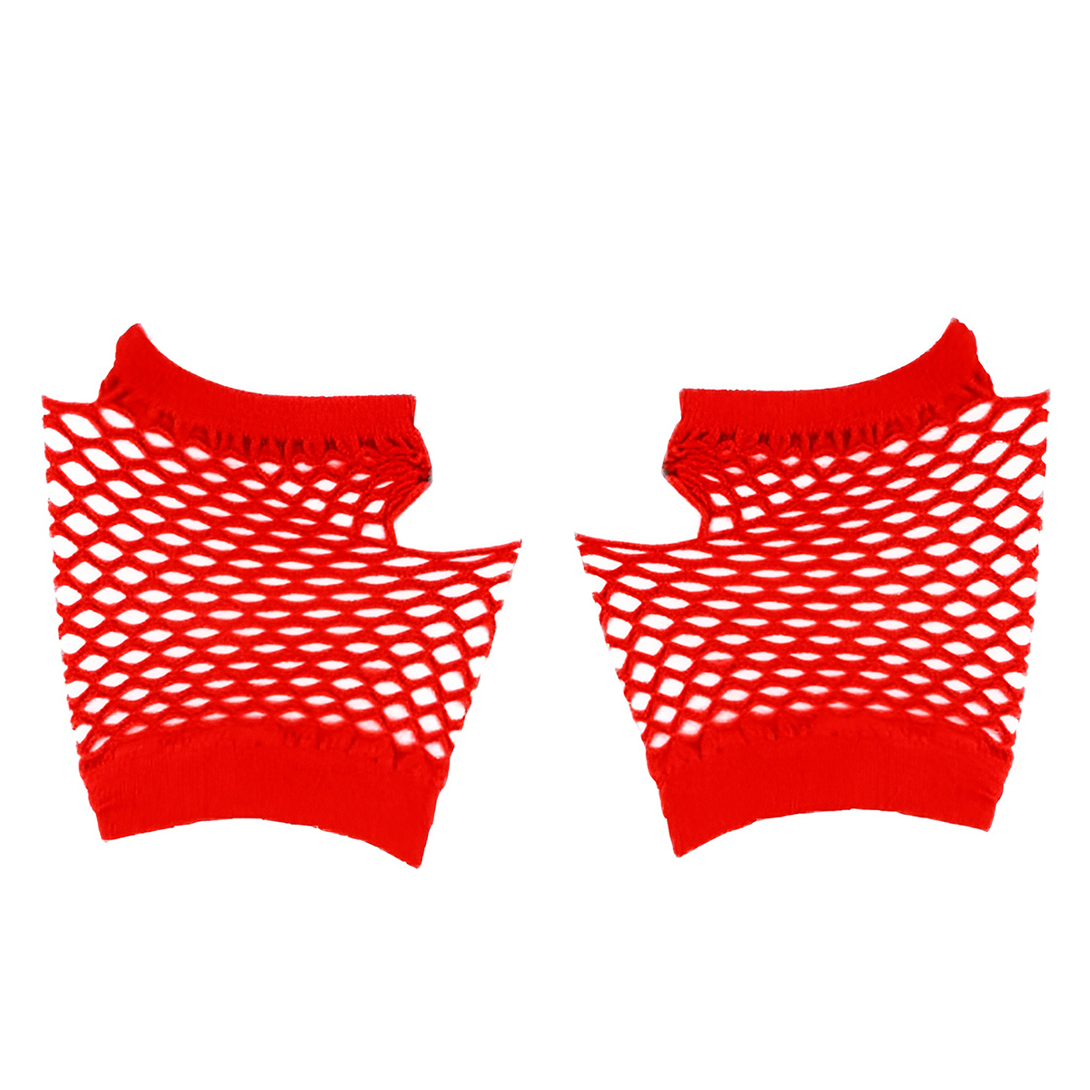 Luva Arrastão Curta sem Dedos Colorida Fantasia Festa Cor:Vermelho