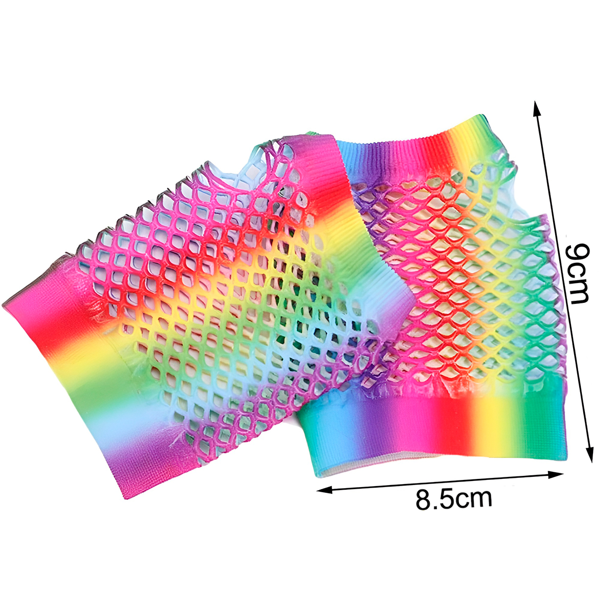Luva Arrastão Curta sem Dedos Colorida Fantasia Festa Cor:Vermelho - Imagem 3