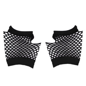 Luva Arrastão Curta sem Dedos Colorida Fantasia Festa Cor:Preto