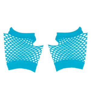 Luva Arrastão Curta sem Dedos Colorida Fantasia Festa Cor:Azul