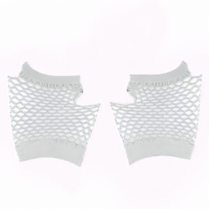 Luva Arrastão Curta sem Dedos Colorida Fantasia Festa Cor:Branco