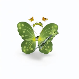 Kit Fantasia Asa de Borboleta Varinha Carnaval Cor:Verde