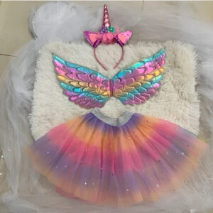 Kit Fantasia Temática Infantil Personagens Festa Carnaval Fantasia:Unicórnio Rosa