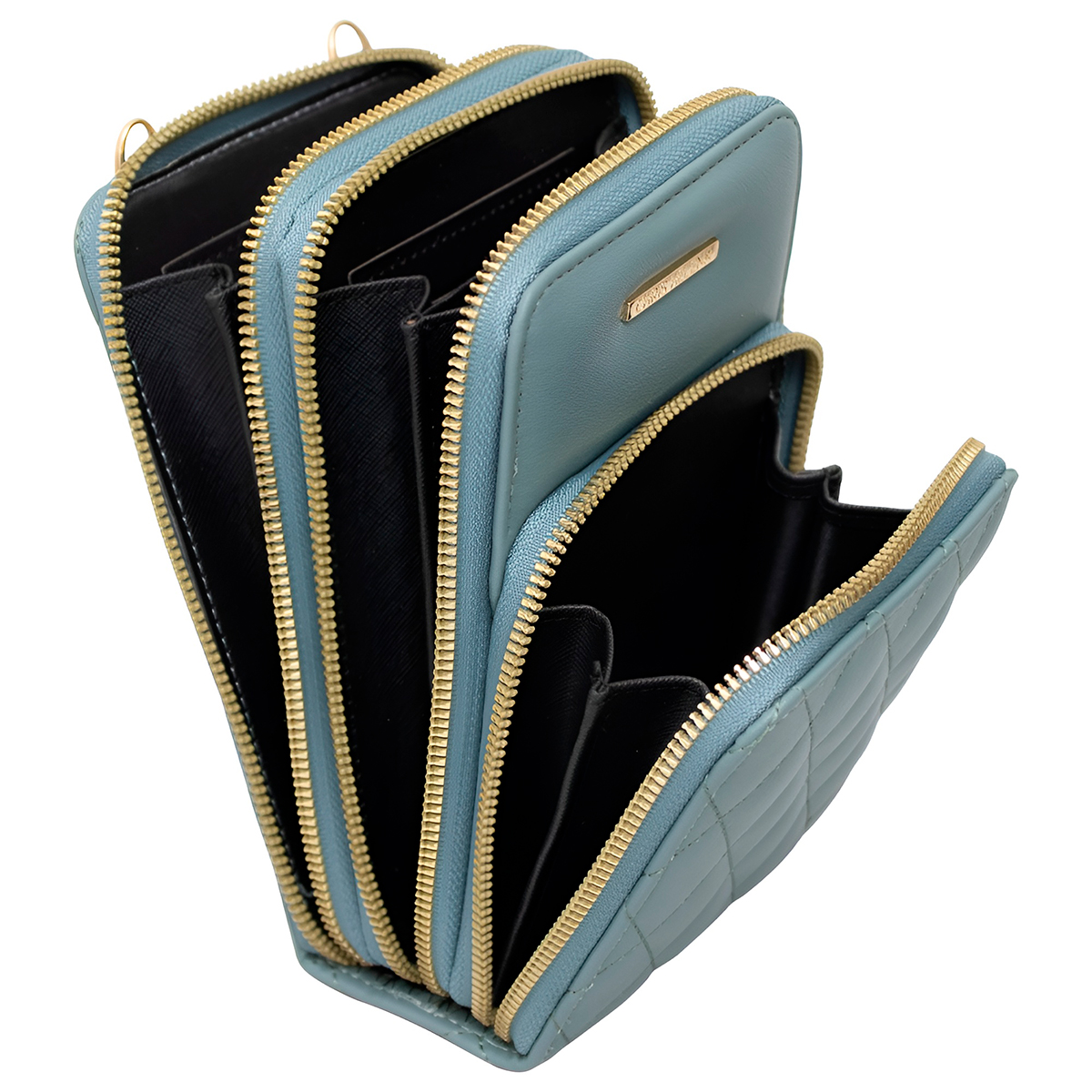 Bolsa Carteira Feminina Com Alça Textura Croco Cor:Marrom - Imagem 2